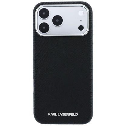 Custodia MagSafe per Apple iPhone 18 Pro / 17 Pro, Karl Lagerfeld, Logo Allungato Granulato, Nera