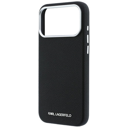 Custodia MagSafe per Apple iPhone 18 Pro / 17 Pro, Karl Lagerfeld, Logo Allungato Granulato, Nera