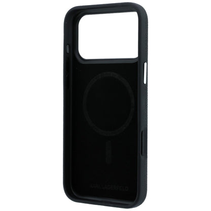 Custodia MagSafe per Apple iPhone 18 Pro / 17 Pro, Karl Lagerfeld, Logo Allungato Granulato, Nera