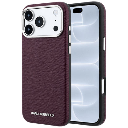 Custodia MagSafe per Apple iPhone 18 Pro / 17 Pro, Karl Lagerfeld, Logo Allungato Granulato, Vinaccia