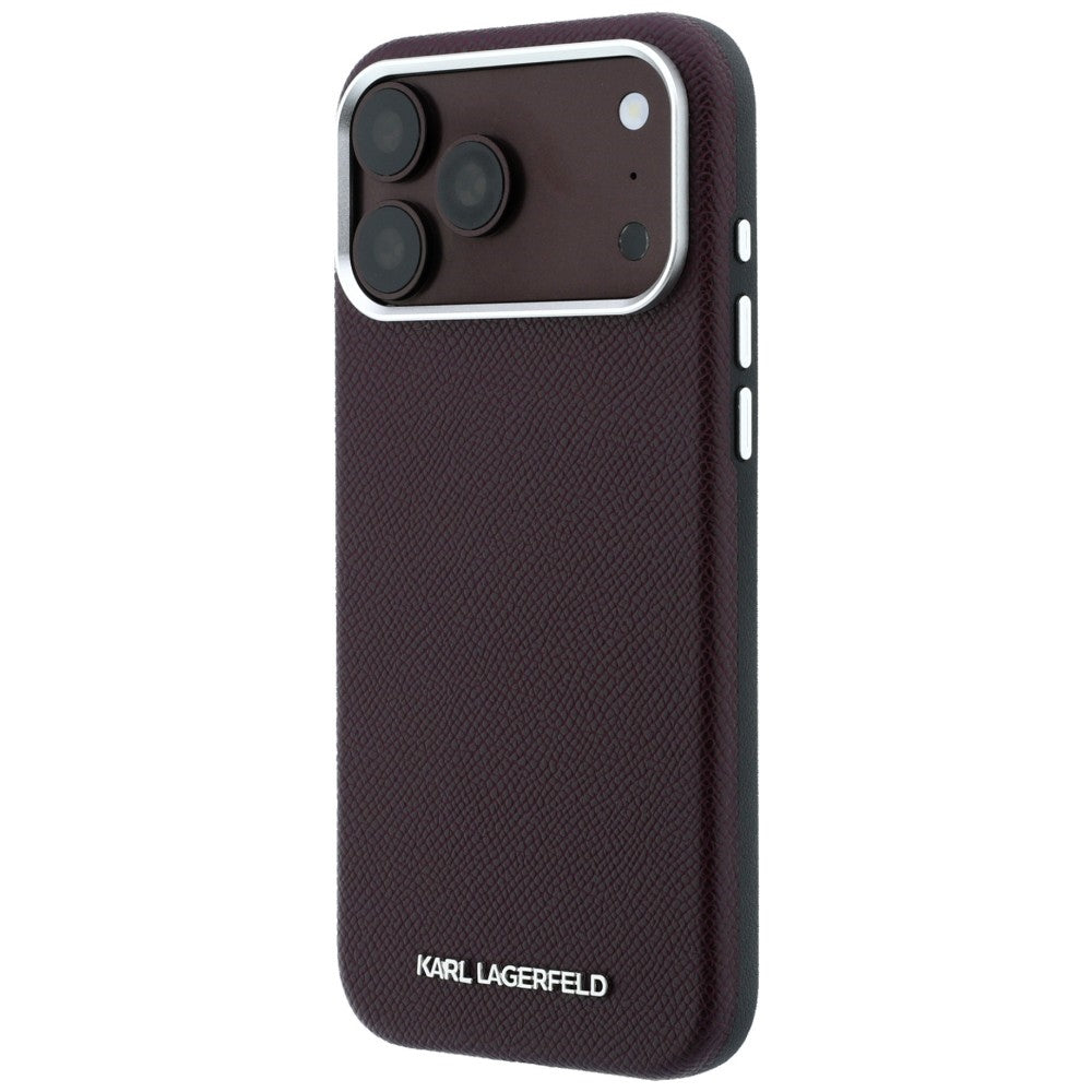 Custodia MagSafe per Apple iPhone 18 Pro / 17 Pro, Karl Lagerfeld, Logo Allungato Granulato, Vinaccia