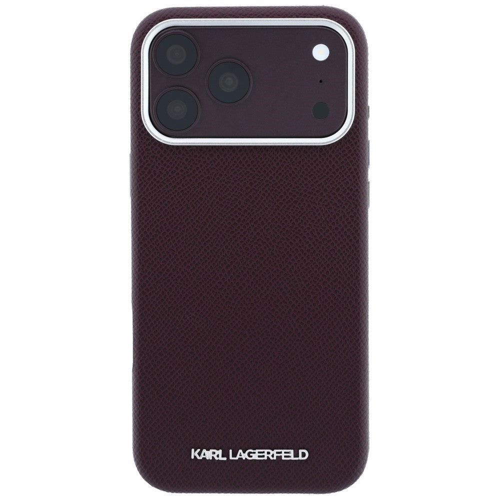 Custodia MagSafe per Apple iPhone 18 Pro / 17 Pro, Karl Lagerfeld, Logo Allungato Granulato, Vinaccia