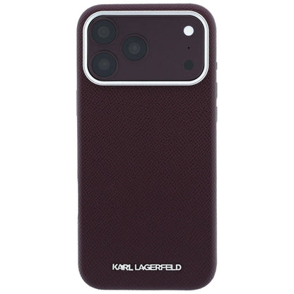 Custodia MagSafe per Apple iPhone 18 Pro / 17 Pro, Karl Lagerfeld, Logo Allungato Granulato, Vinaccia
