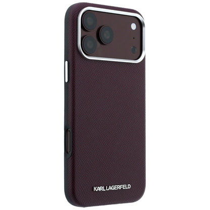 Custodia MagSafe per Apple iPhone 18 Pro / 17 Pro, Karl Lagerfeld, Logo Allungato Granulato, Vinaccia
