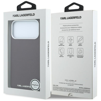 Custodia MagSafe per Apple iPhone 18 Pro / 17 Pro, Karl Lagerfeld, Logo Allungato Granulato, Vinaccia