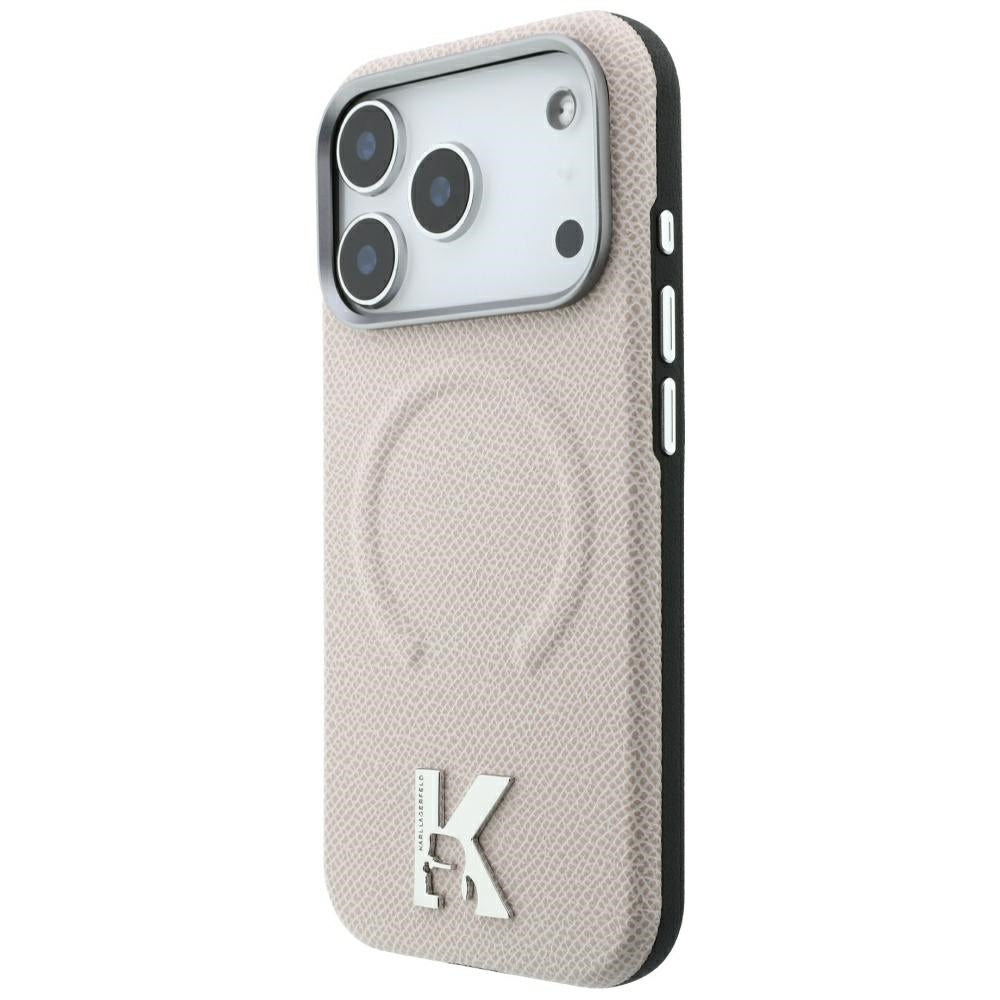 Custodia MagSafe per Apple iPhone 18 Pro / 17 Pro, Karl Lagerfeld, Grained Embossed Ring, Beige