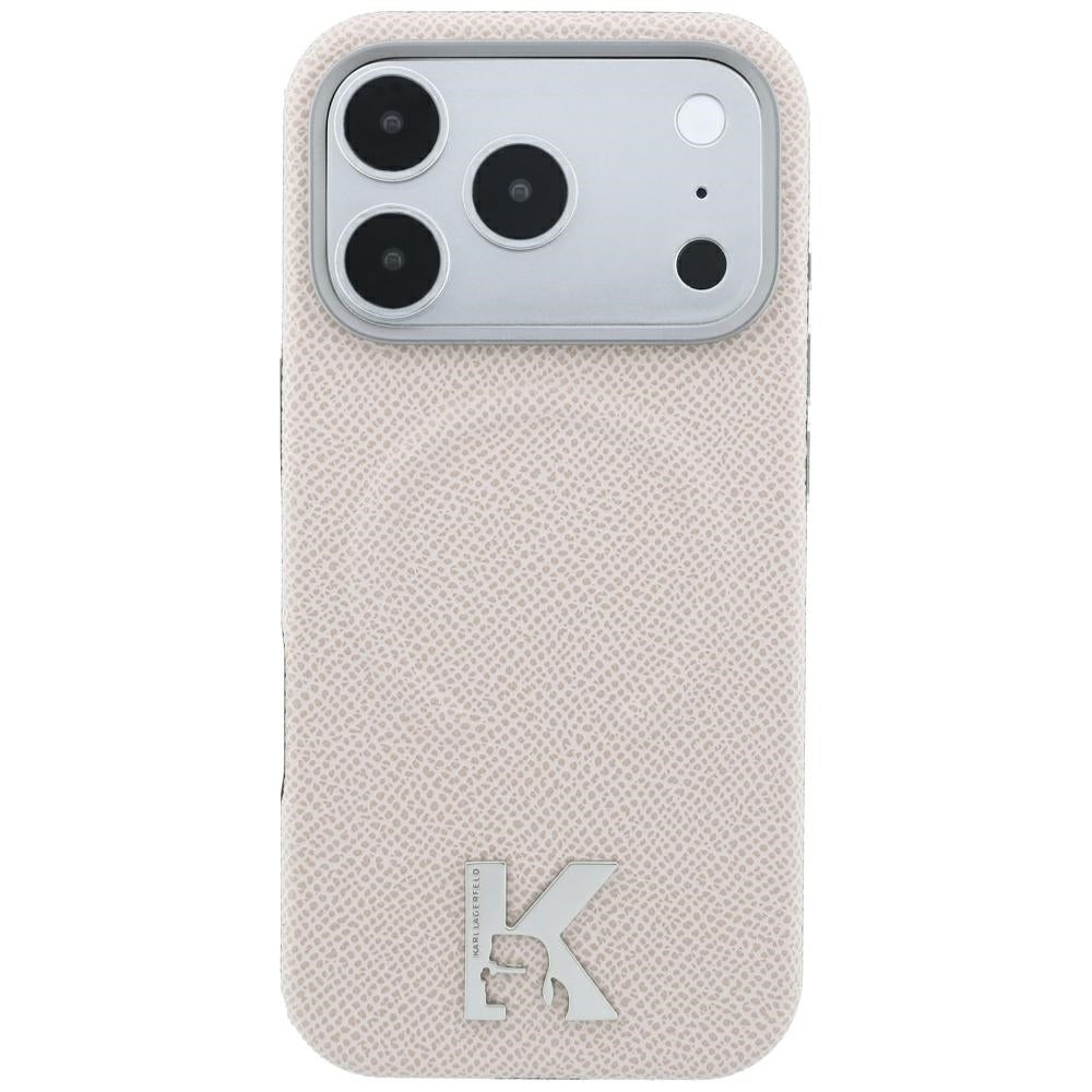 Custodia MagSafe per Apple iPhone 18 Pro / 17 Pro, Karl Lagerfeld, Grained Embossed Ring, Beige