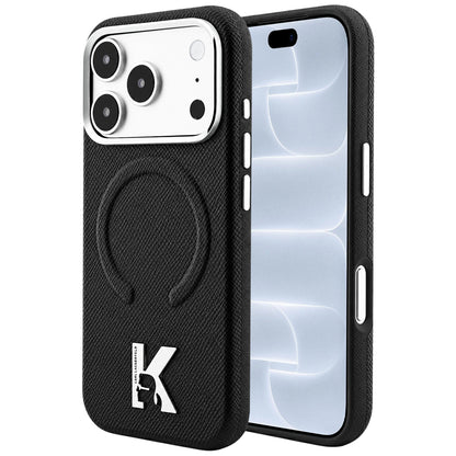 Custodia MagSafe per Apple iPhone 18 Pro / 17 Pro, Karl Lagerfeld, Grained Embossed Ring, Nera