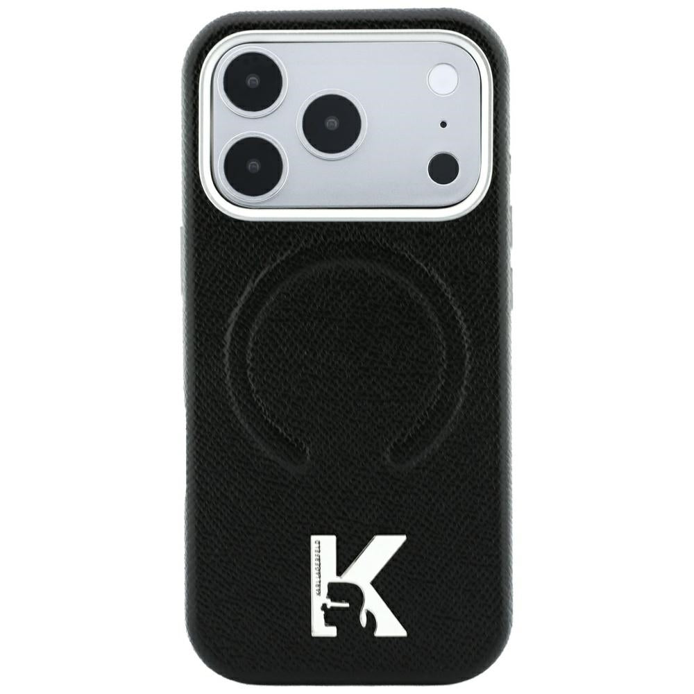 Custodia MagSafe per Apple iPhone 18 Pro / 17 Pro, Karl Lagerfeld, Grained Embossed Ring, Nera