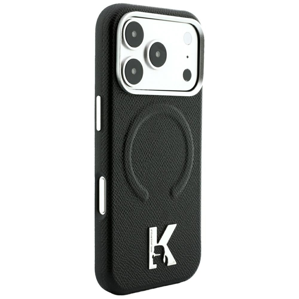 Custodia MagSafe per Apple iPhone 18 Pro / 17 Pro, Karl Lagerfeld, Grained Embossed Ring, Nera