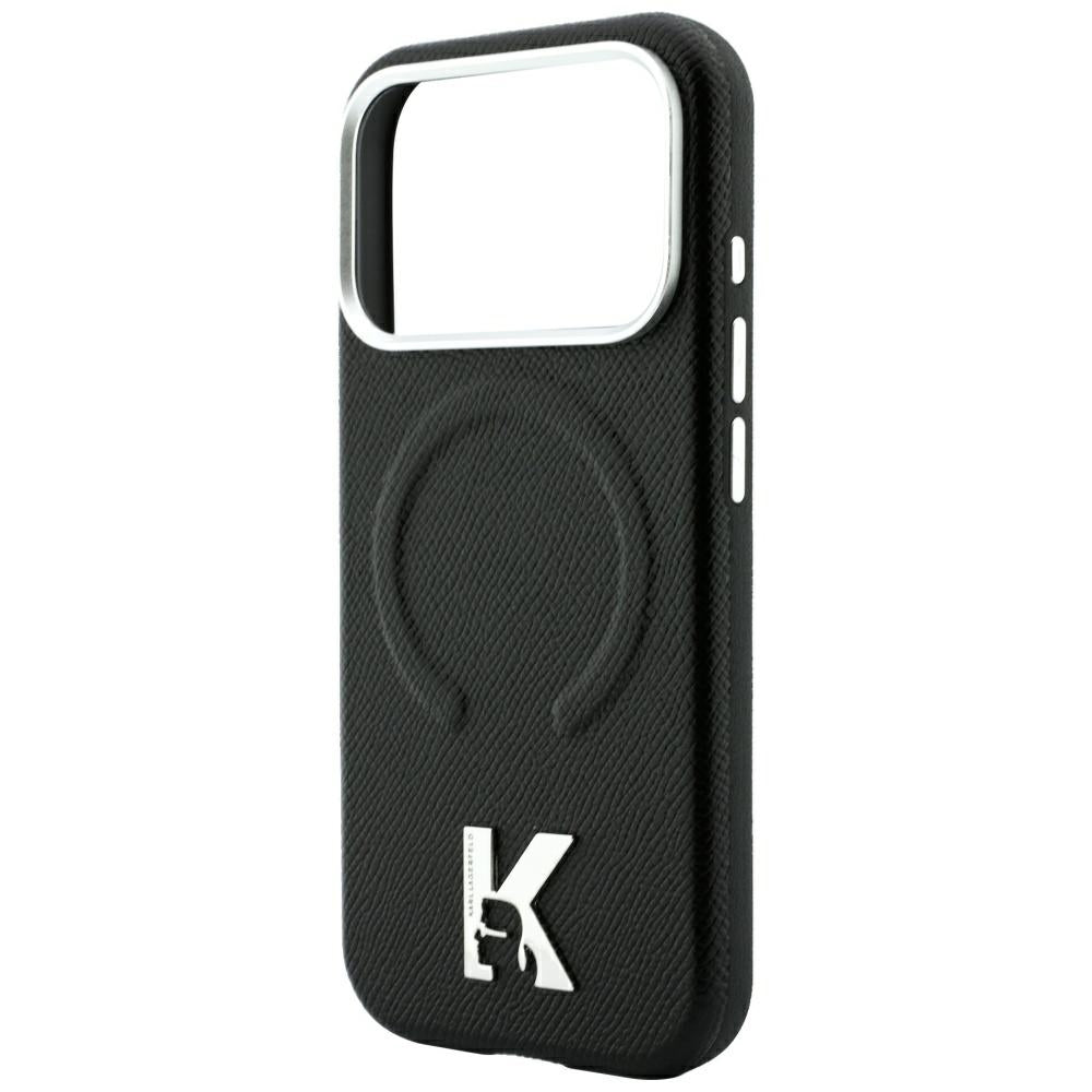 Custodia MagSafe per Apple iPhone 18 Pro / 17 Pro, Karl Lagerfeld, Grained Embossed Ring, Nera