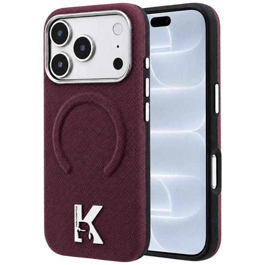 Custodia MagSafe per Apple iPhone 18 Pro / 17 Pro, Karl Lagerfeld, Grained Embossed Ring, Vinaccia