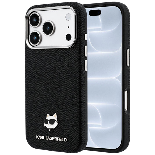 Custodia MagSafe per Apple iPhone 18 Pro / 17 Pro, Karl Lagerfeld, Metallo Testa Karl Grana, Nera