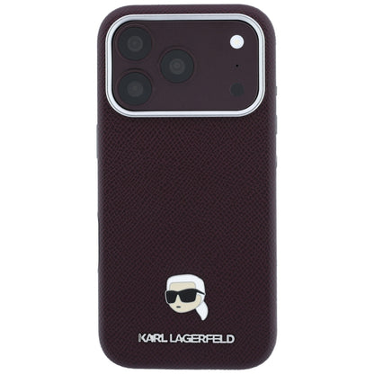 Custodia MagSafe per Apple iPhone 18 Pro / 17 Pro, Karl Lagerfeld, Grained Karl Head's Metal, Vinaccia