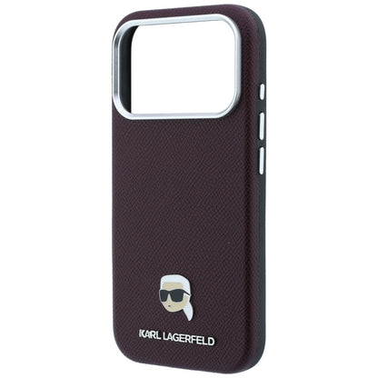 Custodia MagSafe per Apple iPhone 18 Pro / 17 Pro, Karl Lagerfeld, Grained Karl Head's Metal, Vinaccia