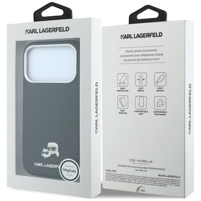 Custodia MagSafe per Apple iPhone 18 Pro / 17 Pro, Karl Lagerfeld, Grained KC Heads, Nera