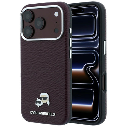Custodia MagSafe per Apple iPhone 18 Pro / 17 Pro, Karl Lagerfeld, Grained KC Heads, Vinaccia