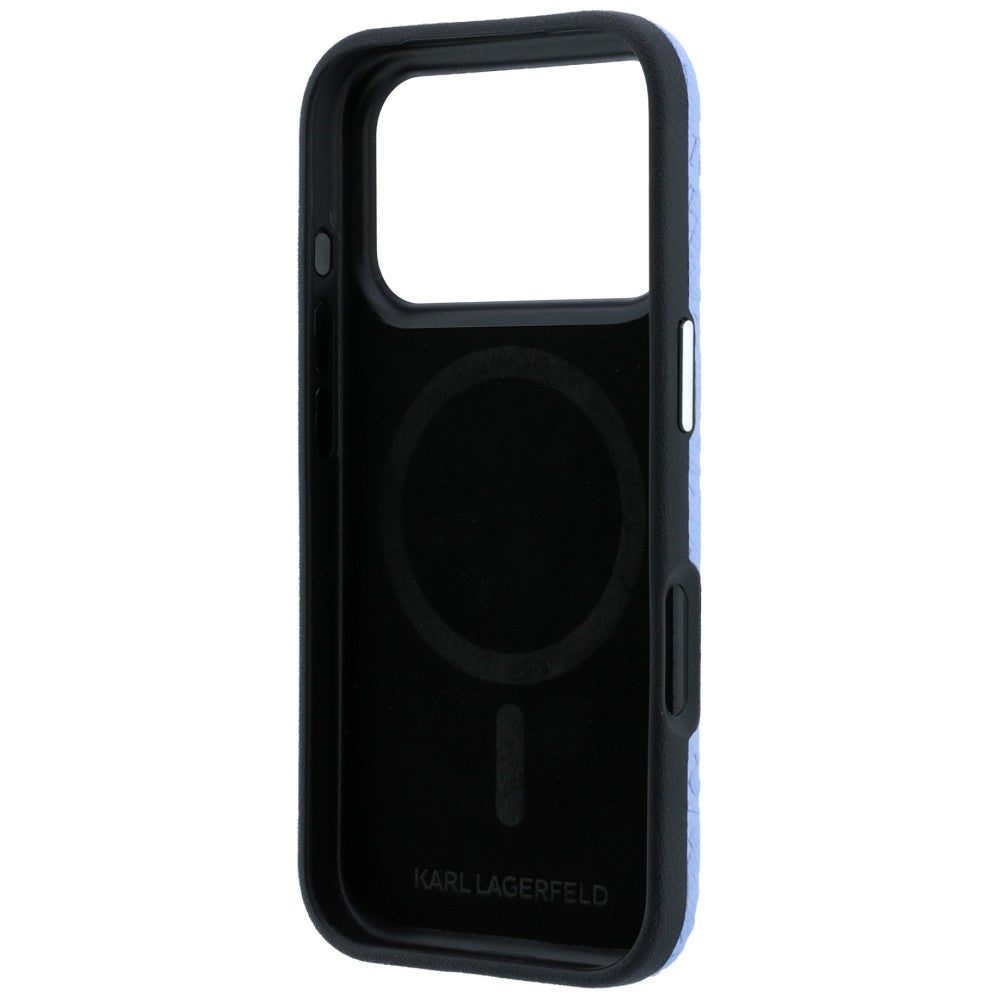 MagSafe Case for Apple iPhone 18 Pro / 17 Pro, Karl Lagerfeld, Grained Metal Logo, Blue
