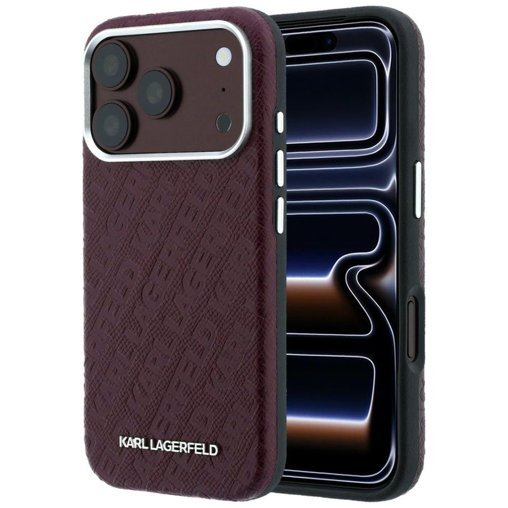 MagSafe Case for Apple iPhone 18 Pro / 17 Pro, Karl Lagerfeld, Grained Metal Logo, Burgundy