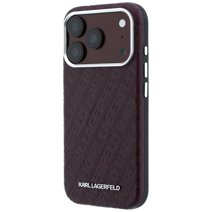 MagSafe Case for Apple iPhone 18 Pro / 17 Pro, Karl Lagerfeld, Grained Metal Logo, Burgundy