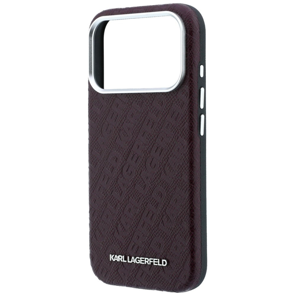 MagSafe Case for Apple iPhone 18 Pro / 17 Pro, Karl Lagerfeld, Grained Metal Logo, Burgundy