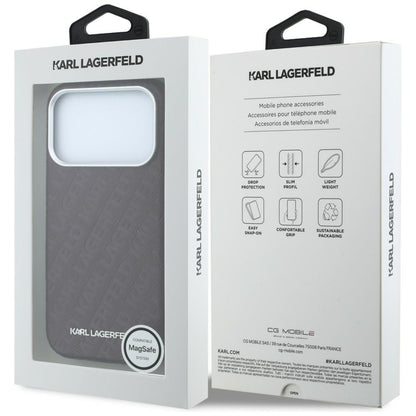 MagSafe Case for Apple iPhone 18 Pro / 17 Pro, Karl Lagerfeld, Grained Metal Logo, Burgundy