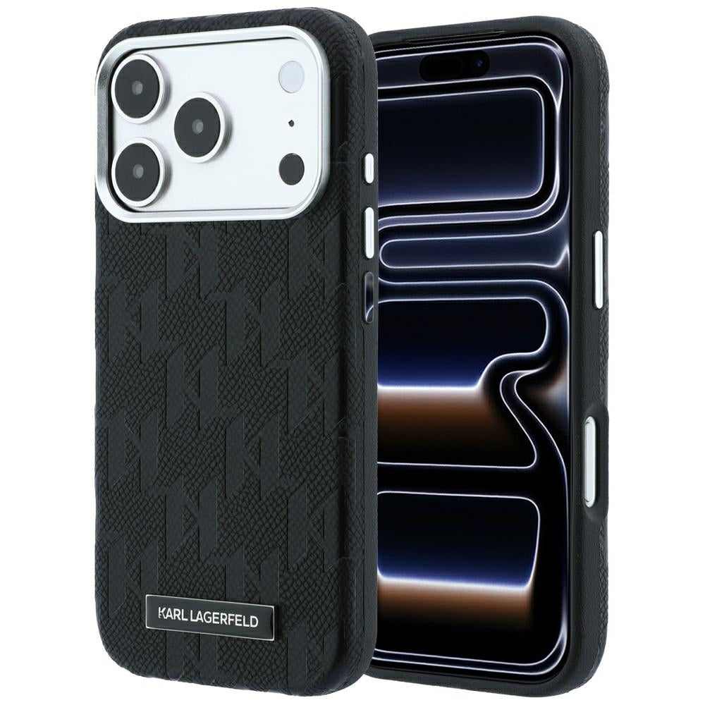 MagSafe Case for Apple iPhone 18 Pro / 17 Pro, Karl Lagerfeld, Grained Mono Resin Logo, Black