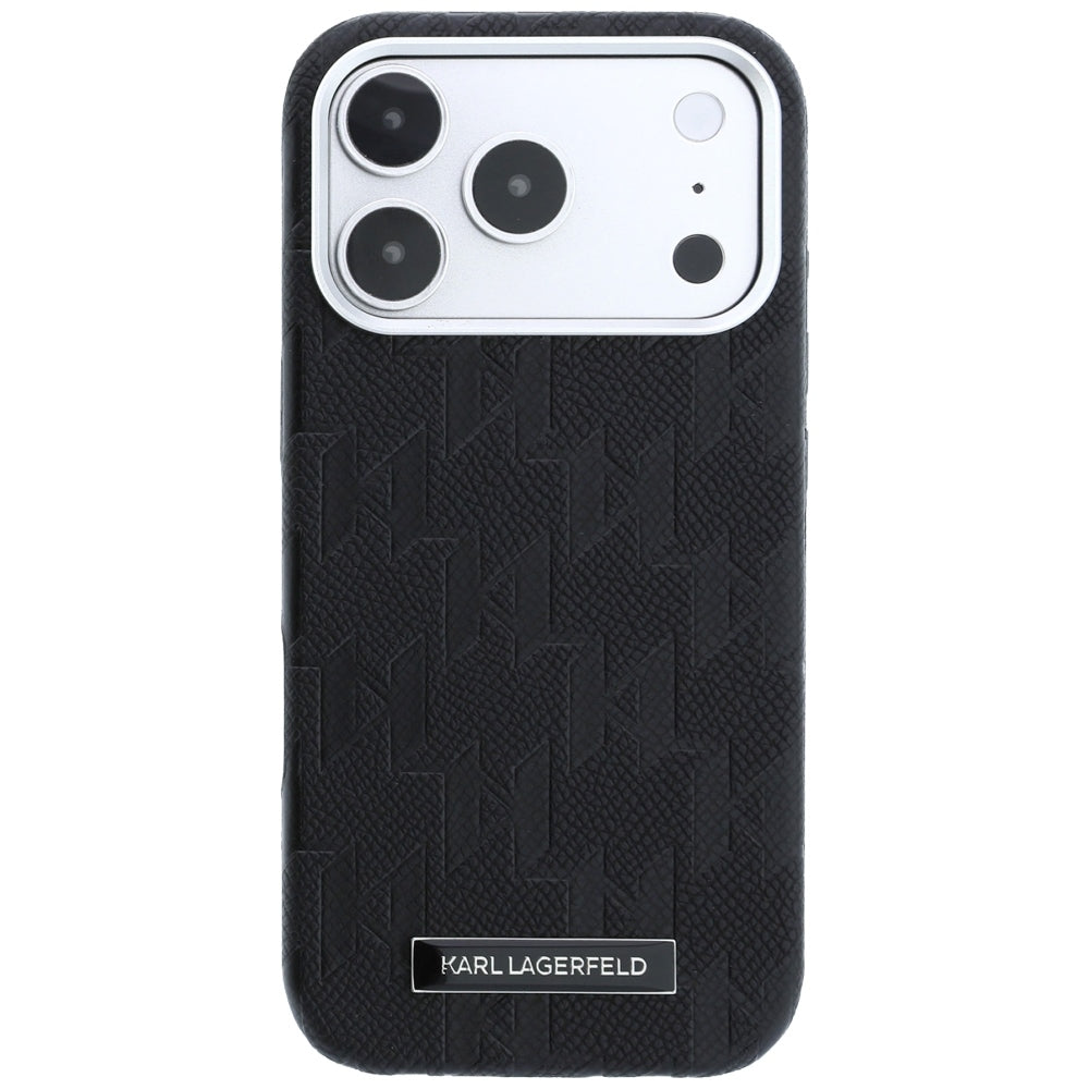 MagSafe Case for Apple iPhone 18 Pro / 17 Pro, Karl Lagerfeld, Grained Mono Resin Logo, Black