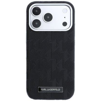 MagSafe Case for Apple iPhone 18 Pro / 17 Pro, Karl Lagerfeld, Grained Mono Resin Logo, Black