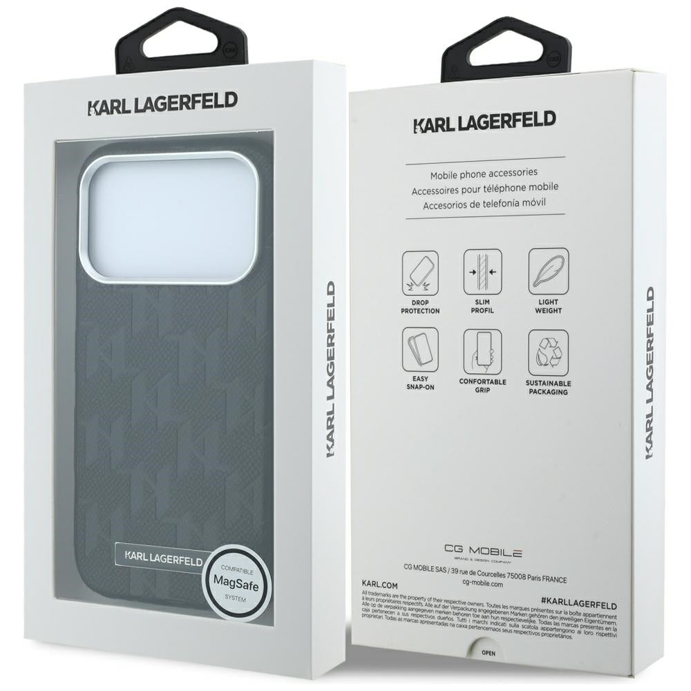 MagSafe Case for Apple iPhone 18 Pro / 17 Pro, Karl Lagerfeld, Grained Mono Resin Logo, Black