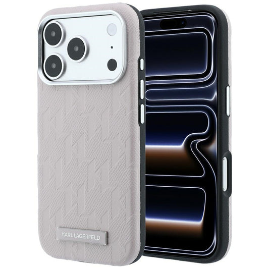 Custodia MagSafe per Apple iPhone 18 Pro / 17 Pro, Karl Lagerfeld, Logo in resina monocromatica granulata, Rosa