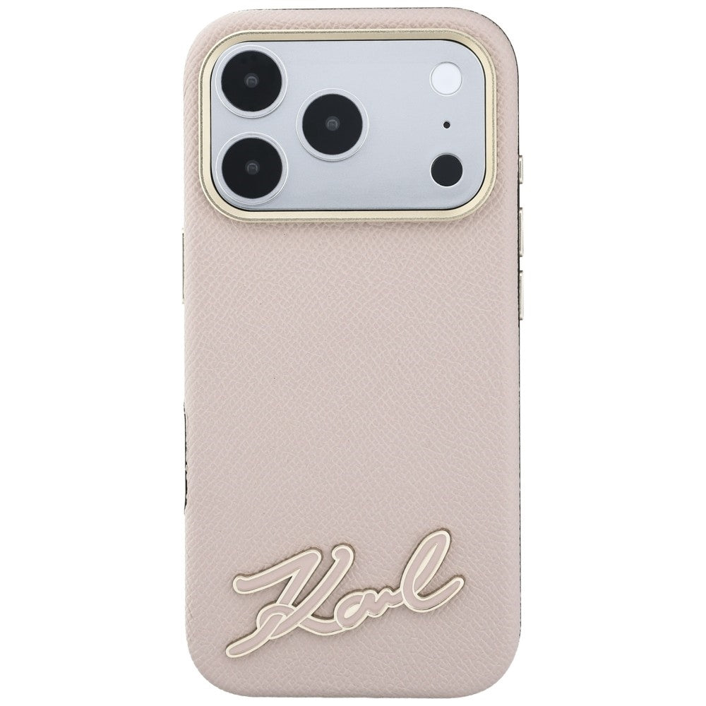 Custodia MagSafe per Apple iPhone 18 Pro / 17 Pro, Karl Lagerfeld, Logo Segno in Resina Granulata, Rosa