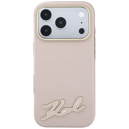 Custodia MagSafe per Apple iPhone 18 Pro / 17 Pro, Karl Lagerfeld, Logo Segno in Resina Granulata, Rosa