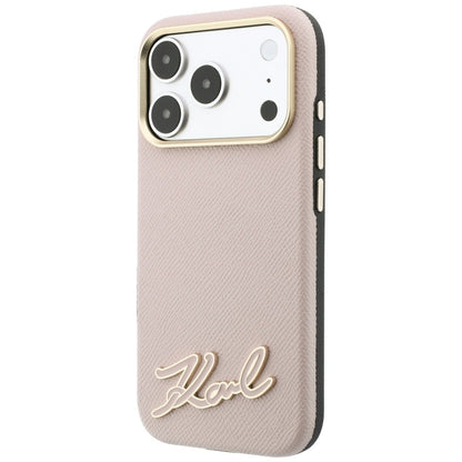 Custodia MagSafe per Apple iPhone 18 Pro / 17 Pro, Karl Lagerfeld, Logo Segno in Resina Granulata, Rosa