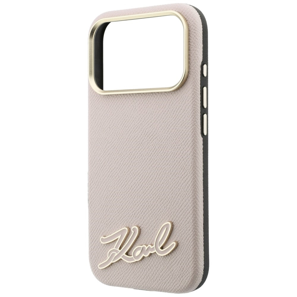 Custodia MagSafe per Apple iPhone 18 Pro / 17 Pro, Karl Lagerfeld, Logo Segno in Resina Granulata, Rosa