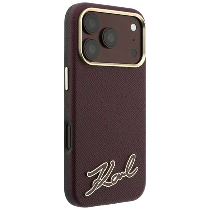 MagSafe Case for Apple iPhone 18 Pro / 17 Pro, Karl Lagerfeld, Grained Resin Sign Logo, Burgundy