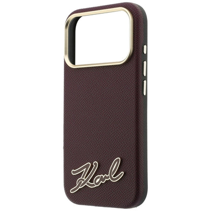 MagSafe Case for Apple iPhone 18 Pro / 17 Pro, Karl Lagerfeld, Grained Resin Sign Logo, Burgundy