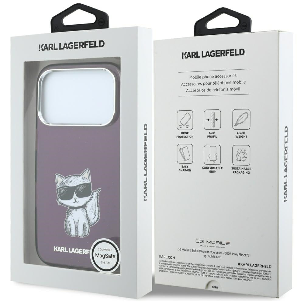 Custodia MagSafe per Apple iPhone 18 Pro / 17 Pro, Karl Lagerfeld, HC IML Choupette Body Sketch Print, Vinaccia