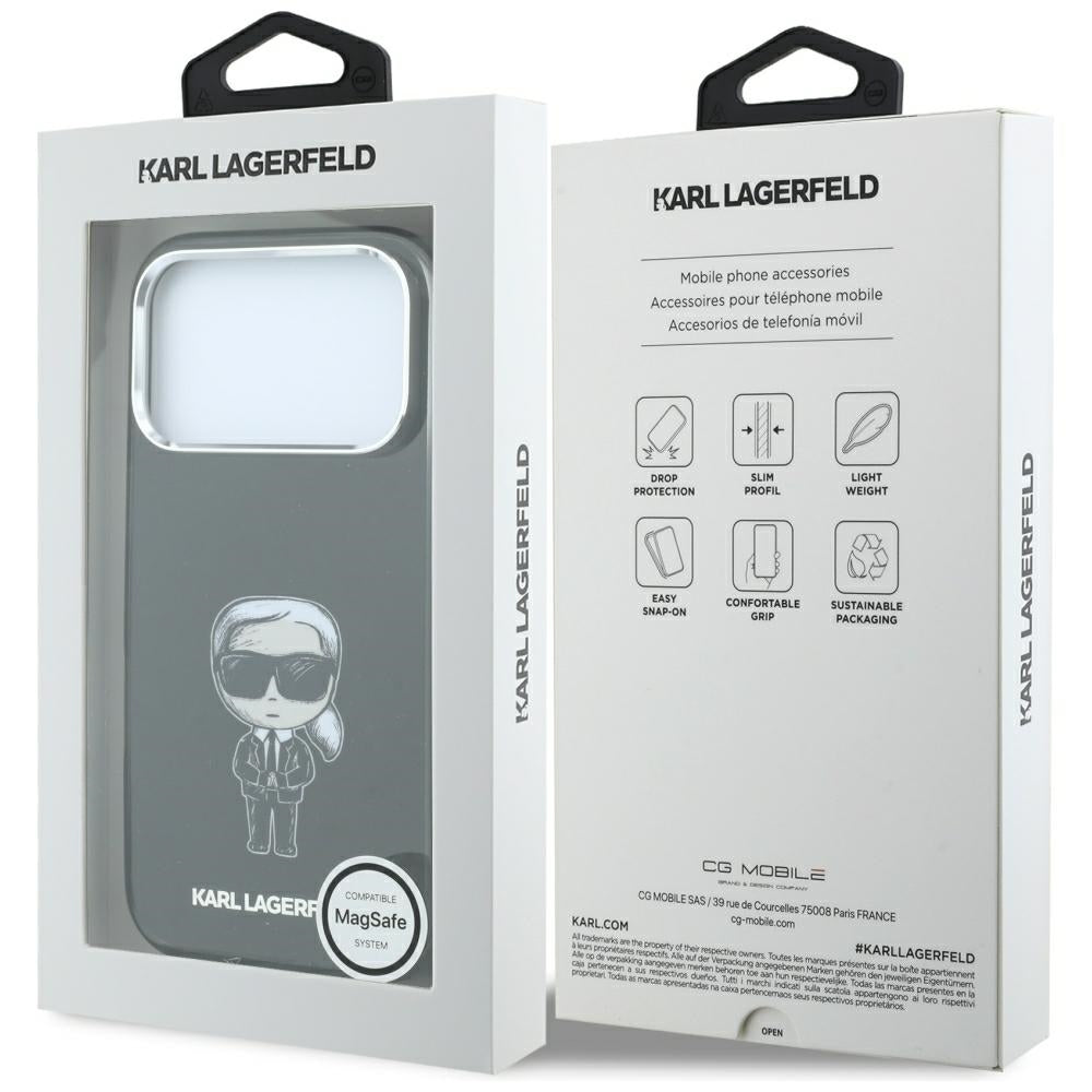 Custodia MagSafe per Apple iPhone 18 Pro / 17 Pro, Karl Lagerfeld, HC IML Ikonik Sketch Print, Nera