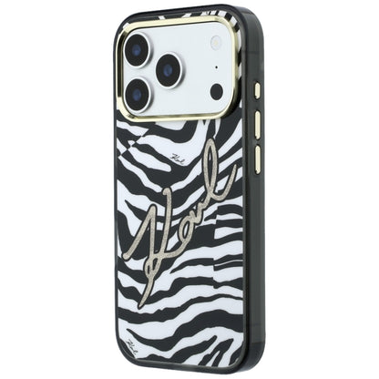 Custodia MagSafe per Apple iPhone 18 Pro / 17 Pro, Karl Lagerfeld, HC IML Signature Zebra Glitter Gold, Nera