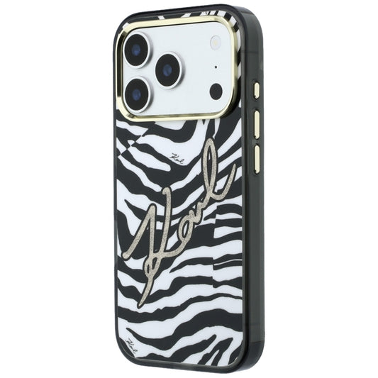 Custodia MagSafe per Apple iPhone 18 Pro / 17 Pro, Karl Lagerfeld, HC IML Signature Zebra Glitter Gold, Nera