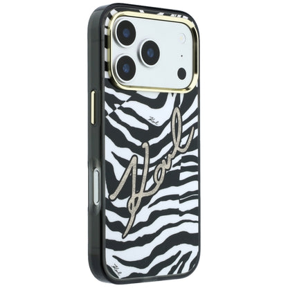 Custodia MagSafe per Apple iPhone 18 Pro / 17 Pro, Karl Lagerfeld, HC IML Signature Zebra Glitter Gold, Nera