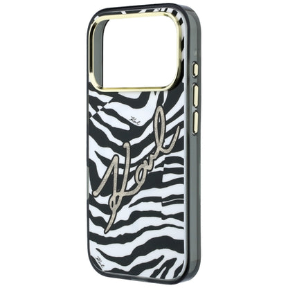 Custodia MagSafe per Apple iPhone 18 Pro / 17 Pro, Karl Lagerfeld, HC IML Signature Zebra Glitter Gold, Nera