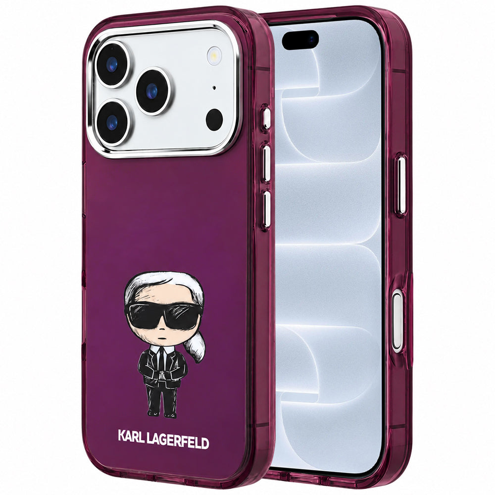 Custodia MagSafe per Apple iPhone 18 Pro / 17 Pro, Karl Lagerfeld, HC IML Ikonik Sketch Print, color bordeaux