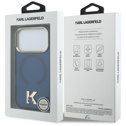 Custodia MagSafe per Apple iPhone 18 Pro / 17 Pro, Karl Lagerfeld, IML Karl Head Logo, blu
