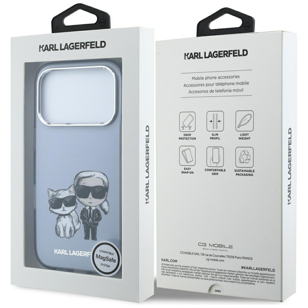 Custodia MagSafe per Apple iPhone 18 Pro / 17 Pro, Karl Lagerfeld, IML KC Bodies Sketch Print, Blu