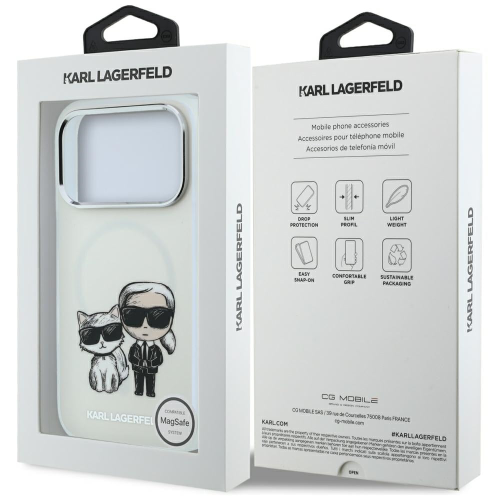 Custodia MagSafe per Apple iPhone 18 Pro / 17 Pro, Karl Lagerfeld, IML KC Bodies Sketch Print, Beige