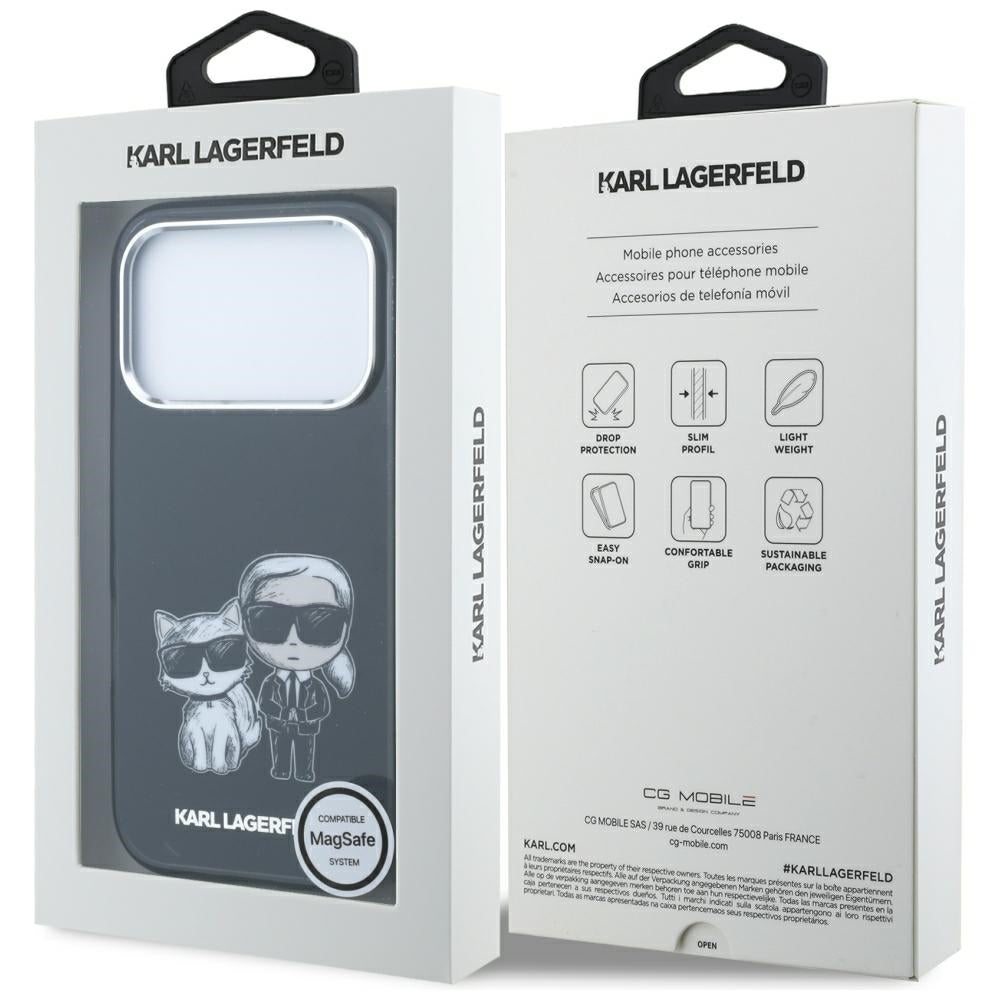 Custodia MagSafe per Apple iPhone 18 Pro / 17 Pro, Karl Lagerfeld, IML KC Bodies Sketch Print, Nera