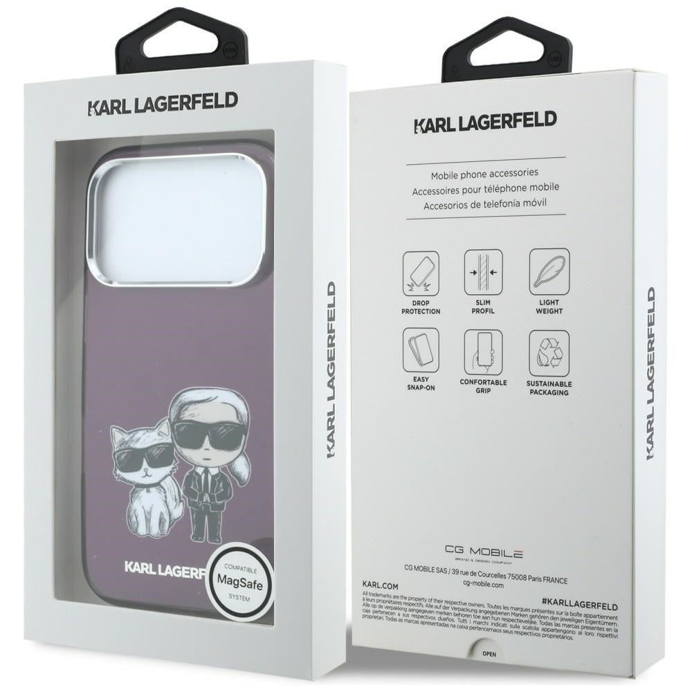 Custodia MagSafe per Apple iPhone 18 Pro / 17 Pro, Karl Lagerfeld, IML KC Bodies Sketch Print, Vinaccia