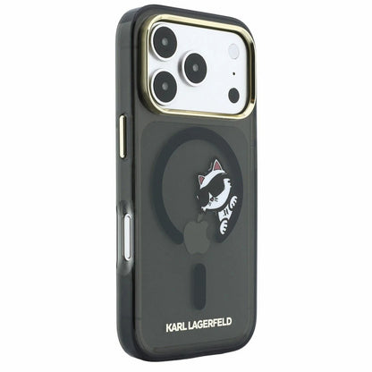 Custodia MagSafe per Apple iPhone 18 Pro / 17 Pro, Karl Lagerfeld, IML Peekaboo Print e Cornice Metallica, Nera